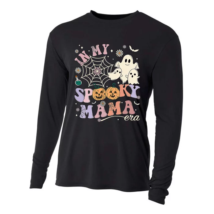 Groovy In My Spooky Mama Era Ghost Pumpkin Halloween Costume Cooling Performance Long Sleeve Crew