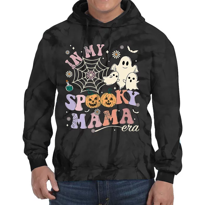 Groovy In My Spooky Mama Era Ghost Pumpkin Halloween Costume Tie Dye Hoodie