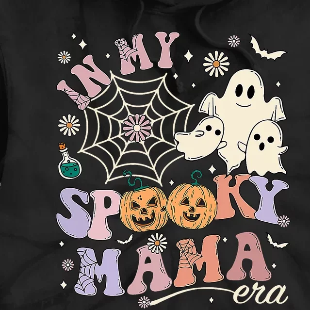 Groovy In My Spooky Mama Era Ghost Pumpkin Halloween Costume Tie Dye Hoodie