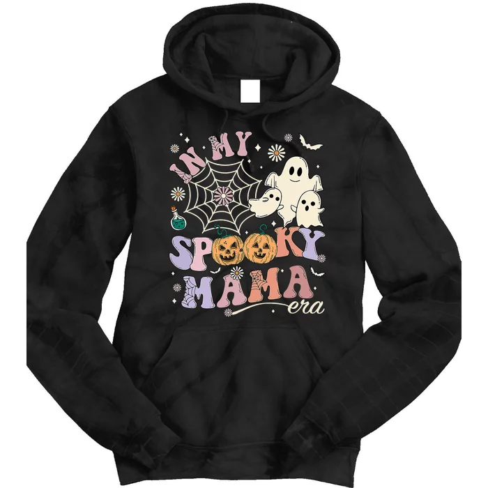 Groovy In My Spooky Mama Era Ghost Pumpkin Halloween Costume Tie Dye Hoodie