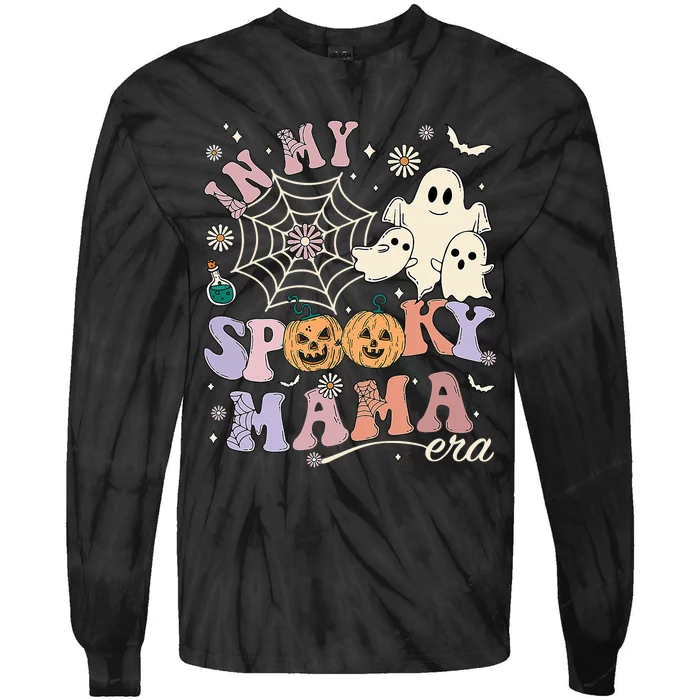 Groovy In My Spooky Mama Era Ghost Pumpkin Halloween Costume Tie-Dye Long Sleeve Shirt