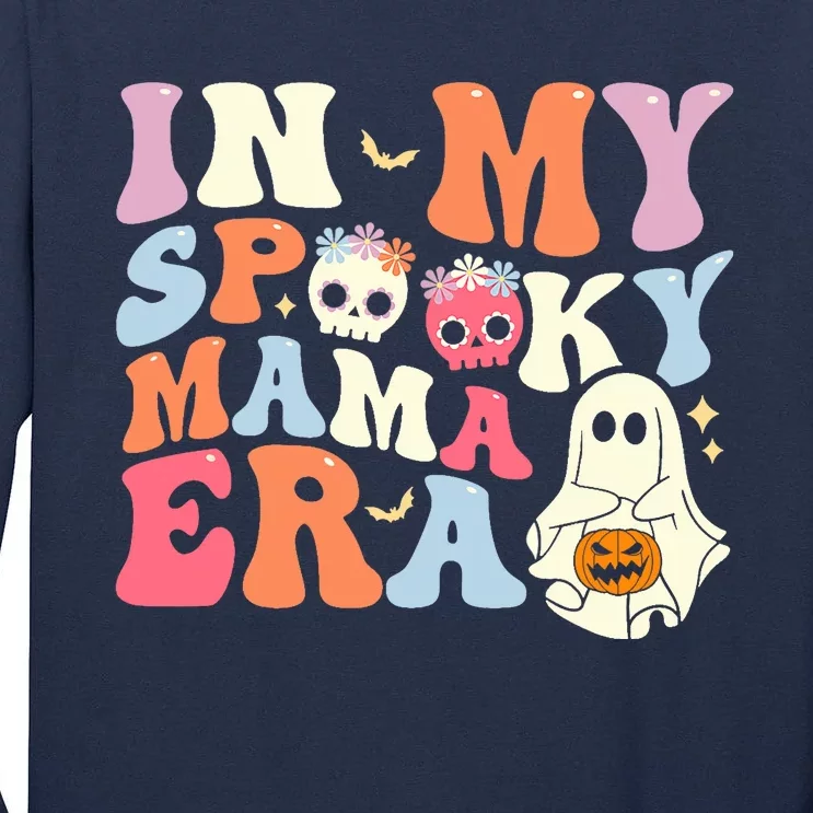 Groovy In My Spooky Mama Era Ghost Halloween Floral Mom Tall Long Sleeve T-Shirt