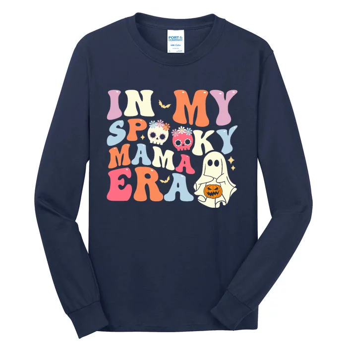 Groovy In My Spooky Mama Era Ghost Halloween Floral Mom Tall Long Sleeve T-Shirt