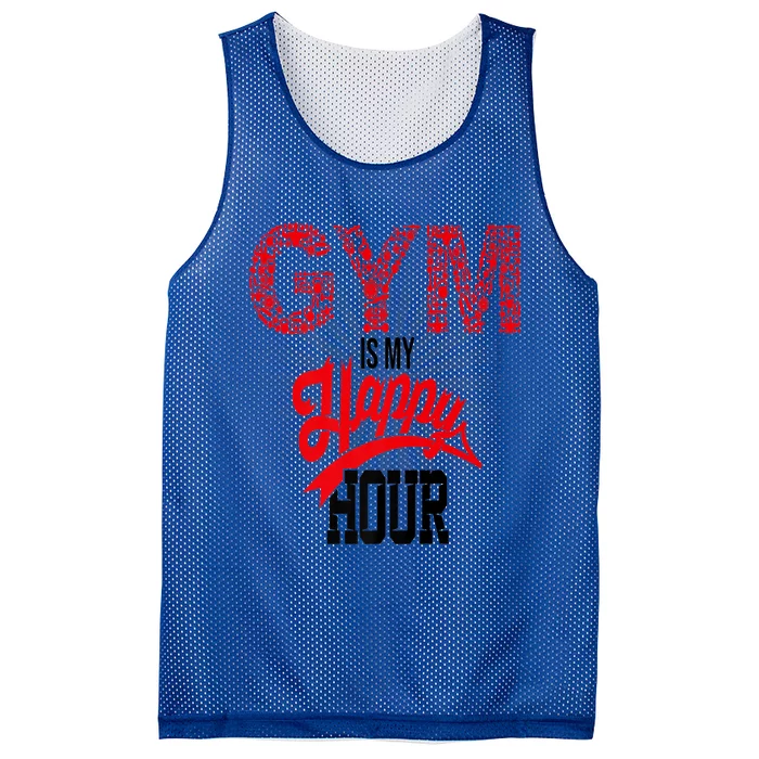 Gym Is My Happy Hour Gym Lovers Fitness Meaningful Gift Mesh Reversible Basketball Jersey Tank