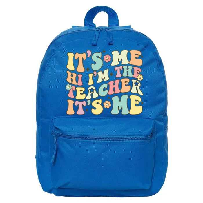 Groovy Its Me Hi Im The Teacher Its Me Funny Teacher Cute Gift 16 in Basic Backpack