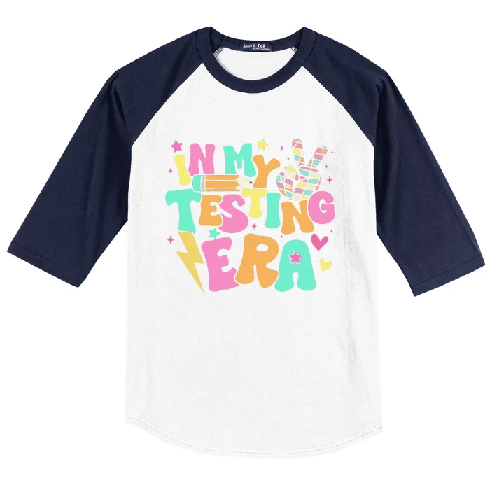 Groovy In My Testing Era Testing Day Teacher Test Day Baseball Sleeve Shirt