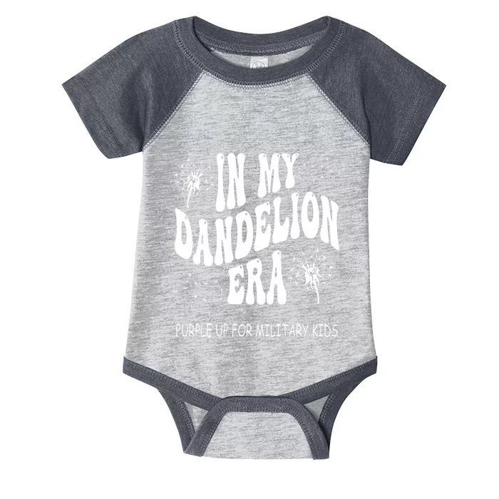 Groovy In My Dandelion Era Purple Up For Military Child Month Infant Baby Jersey Bodysuit