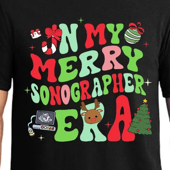 Groovy In My Merry Sonographer Era Funny Christmas Pajama Set