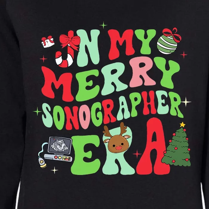 Groovy In My Merry Sonographer Era Funny Christmas Womens California Wash Sweatshirt