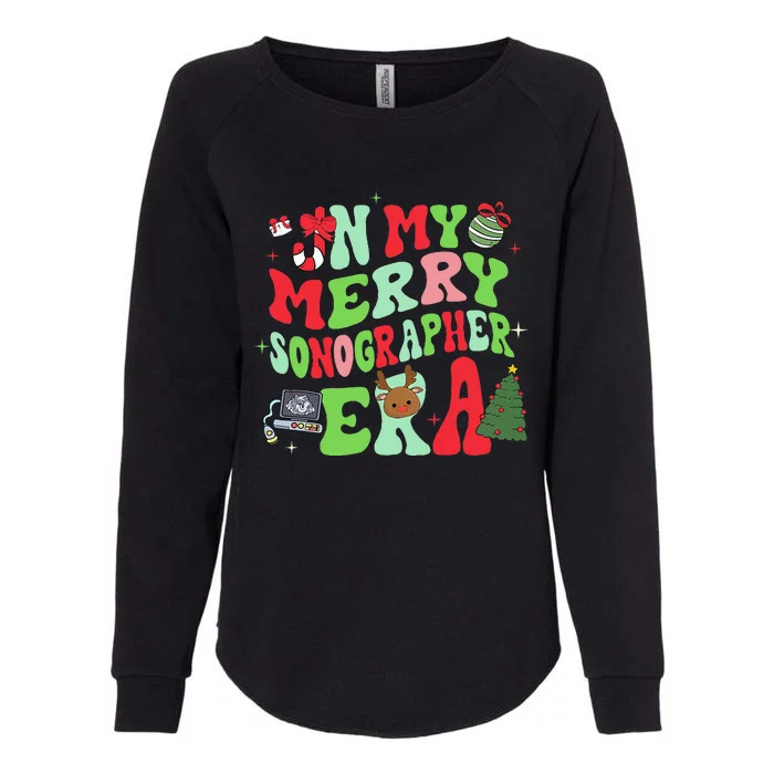 Groovy In My Merry Sonographer Era Funny Christmas Womens California Wash Sweatshirt