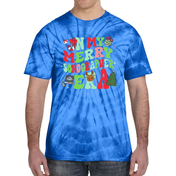 Groovy In My Merry Sonographer Era Funny Christmas Tie-Dye T-Shirt