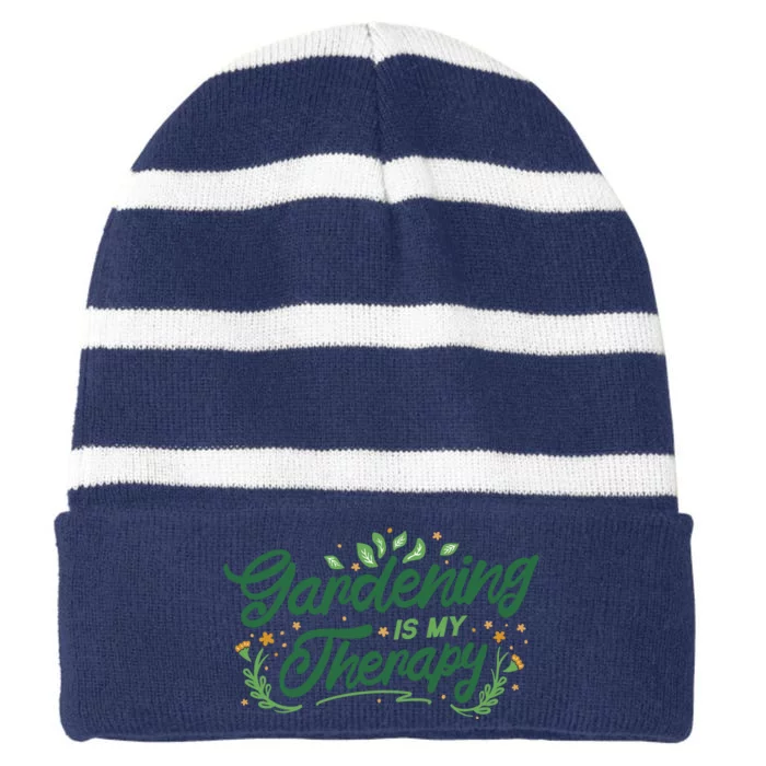 Gardening Is My Therapy Striped Beanie with Solid Band