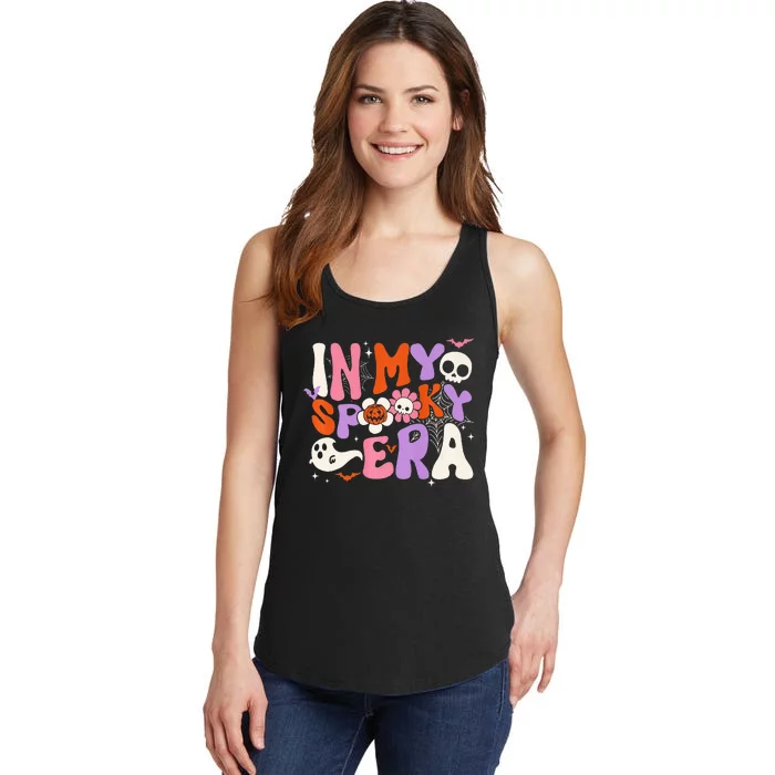 Groovy In My Spooky Era Retro Halloween Ghost Scary Horror Ladies Essential Tank