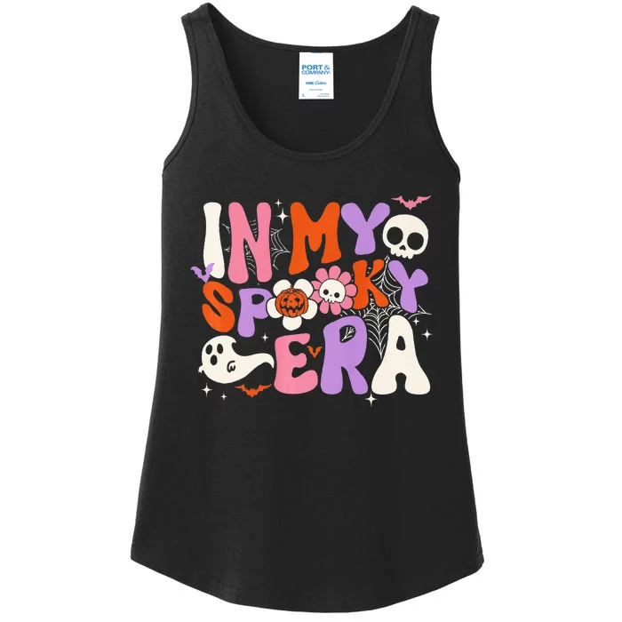 Groovy In My Spooky Era Retro Halloween Ghost Scary Horror Ladies Essential Tank