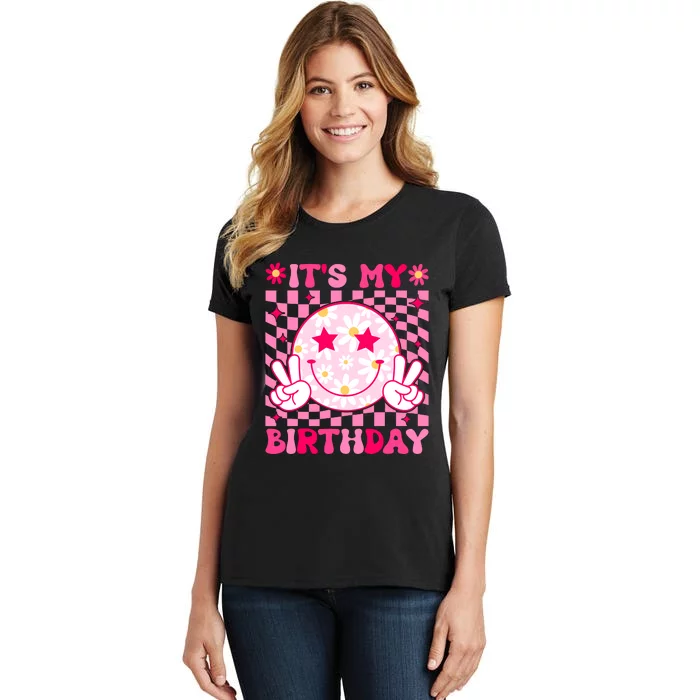 Groovy Its My Birthday Teens Girls Kids Bday Flower Women's T-Shirt