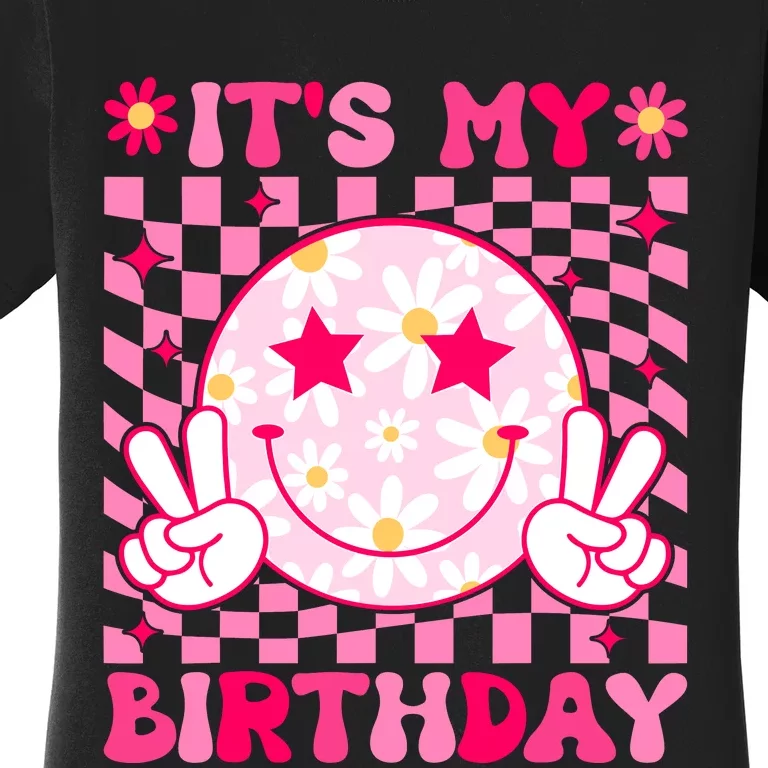 Groovy Its My Birthday Teens Girls Kids Bday Flower Women's T-Shirt