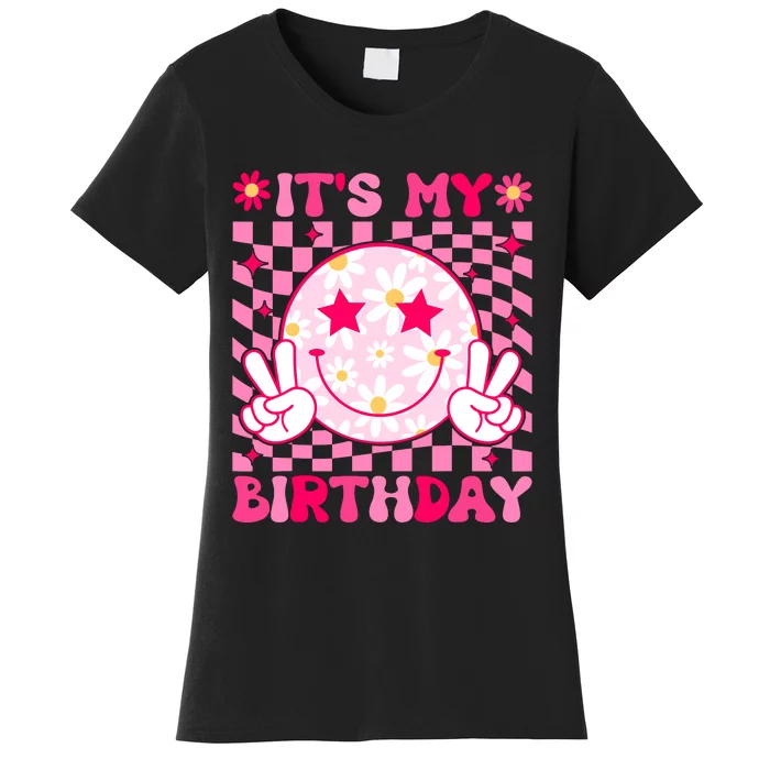 Groovy Its My Birthday Teens Girls Kids Bday Flower Women's T-Shirt