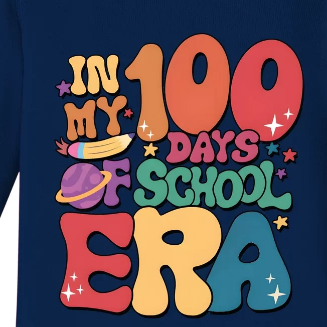 Groovy In My 100 Days Of School Era Baby Long Sleeve Bodysuit