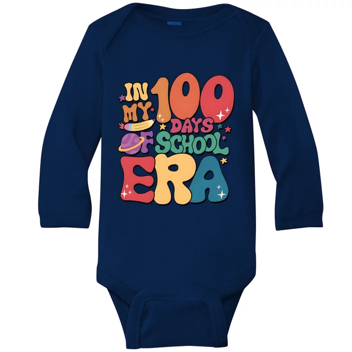 Groovy In My 100 Days Of School Era Baby Long Sleeve Bodysuit