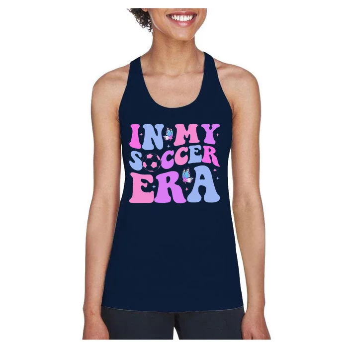 Groovy In My Soccer Era Soccer Player Cute Women's Racerback Tank