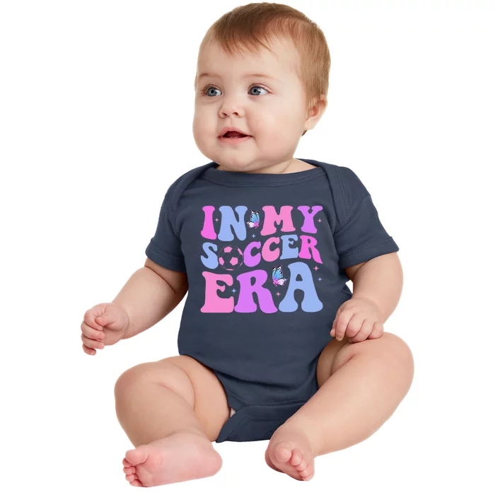 Groovy In My Soccer Era Soccer Player Cute Baby Bodysuit