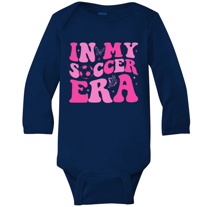 Groovy In My Soccer Era Soccer Player Baby Long Sleeve Bodysuit