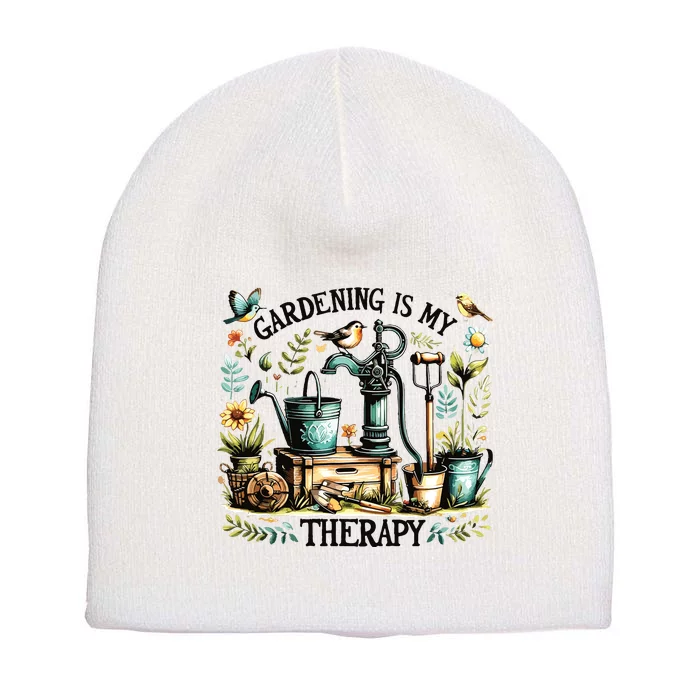 Gardening Is My Therapy Short Acrylic Beanie