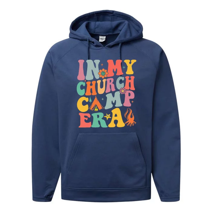 Groovy In My Church Camp Era Summer Camp Camping Funny Performance Fleece Hoodie