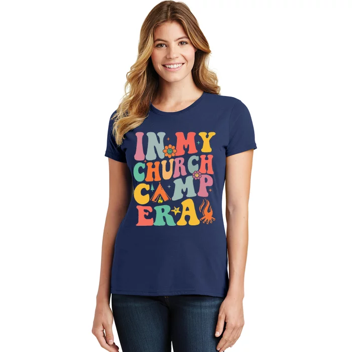 Groovy In My Church Camp Era Summer Camp Camping Funny Women's T-Shirt