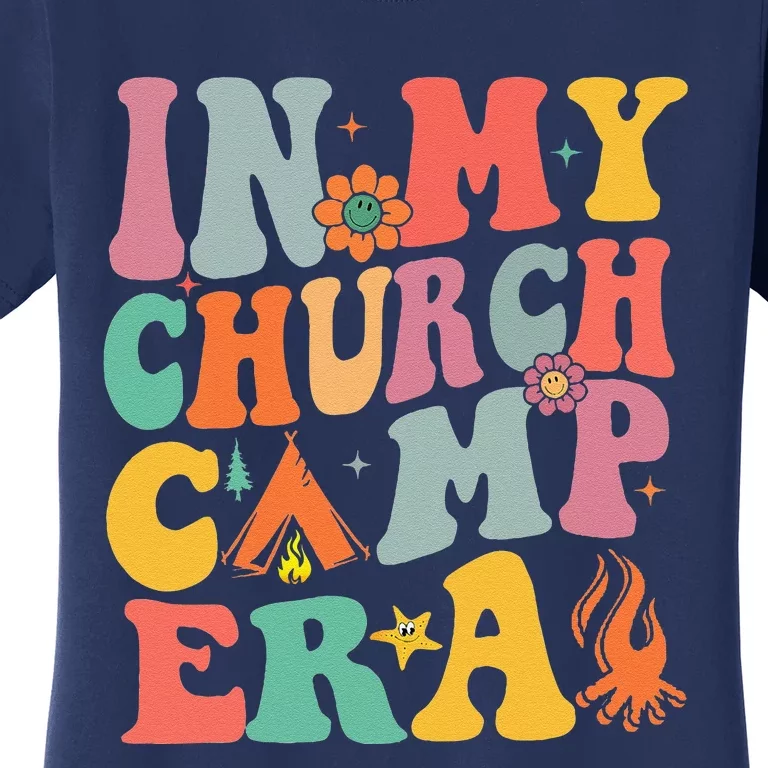 Groovy In My Church Camp Era Summer Camp Camping Funny Women's T-Shirt