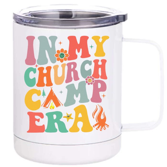 Groovy In My Church Camp Era Summer Camp Camping Funny Front & Back 12oz Stainless Steel Tumbler Cup