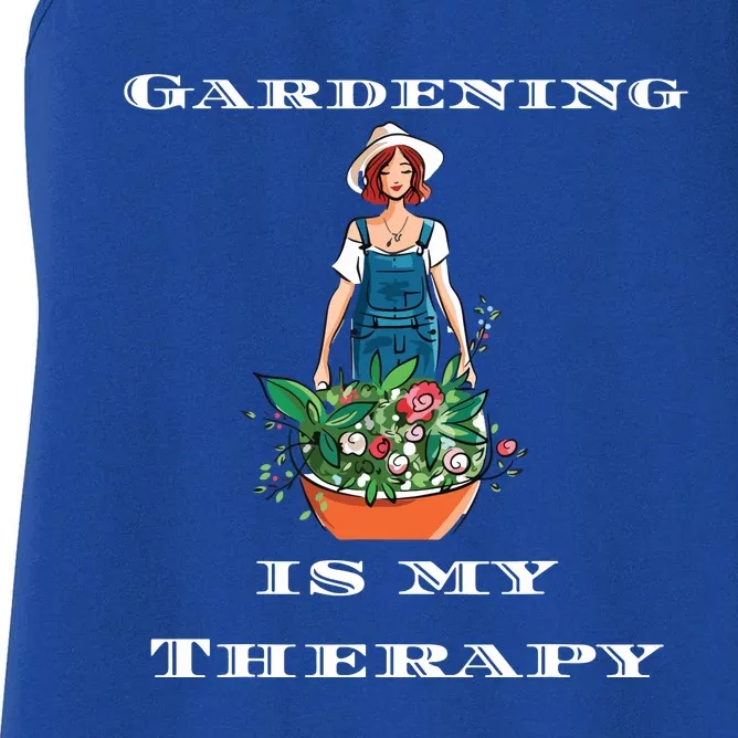 Gardening Is My Therapy Cute Gardener Plant Lover Women's Racerback Tank