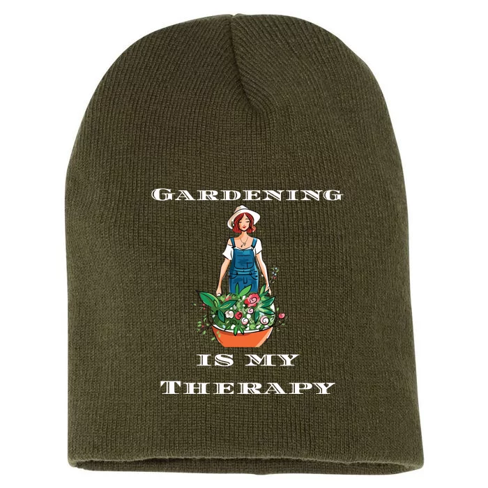 Gardening Is My Therapy Cute Gardener Plant Lover Short Acrylic Beanie