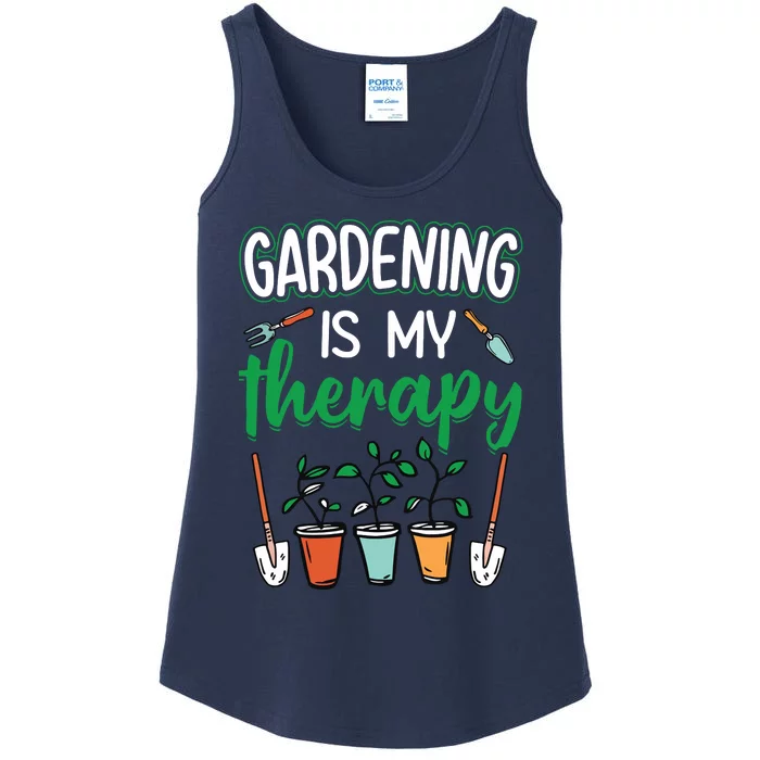 Gardening Is My Therapy Plant Lover Gift Gardeners Tank Top Ladies Essential Tank