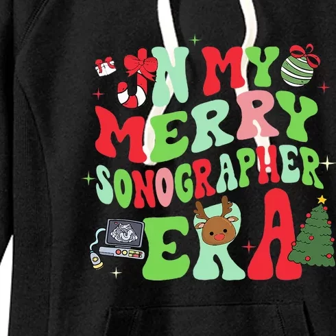 Groovy In My Merry Sonographer Era Christmas Women's Fleece Hoodie