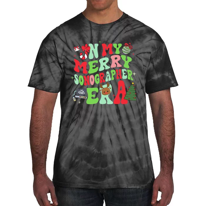 Groovy In My Merry Sonographer Era Christmas Tie-Dye T-Shirt