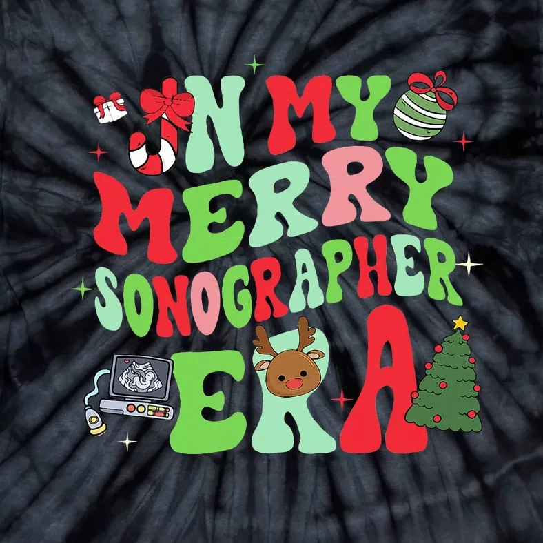 Groovy In My Merry Sonographer Era Christmas Tie-Dye T-Shirt