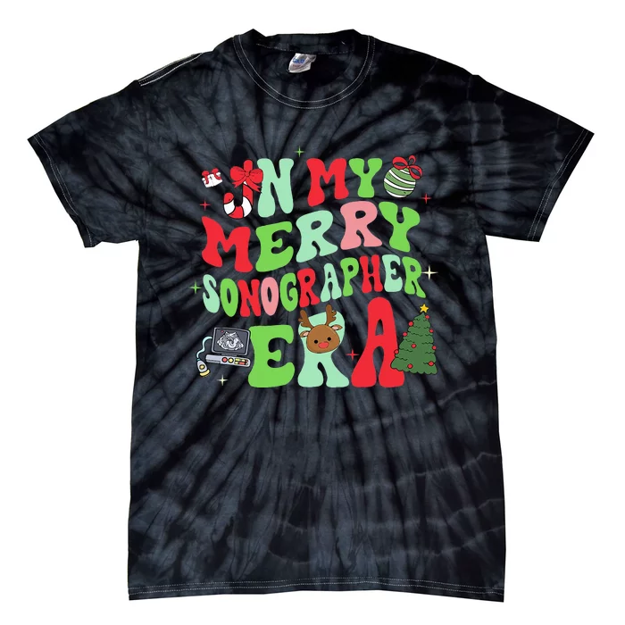 Groovy In My Merry Sonographer Era Christmas Tie-Dye T-Shirt