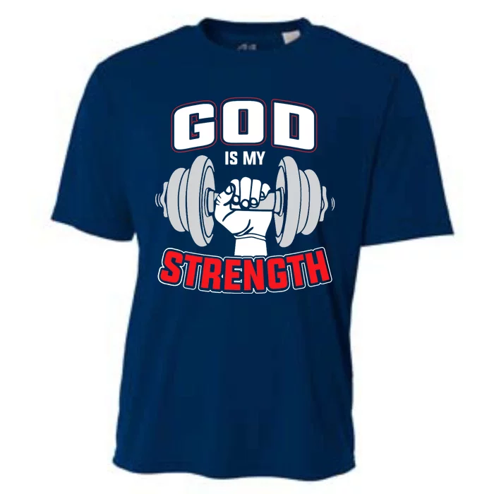 God Is My Strength Workout Exercise Cooling Performance Crew T-Shirt