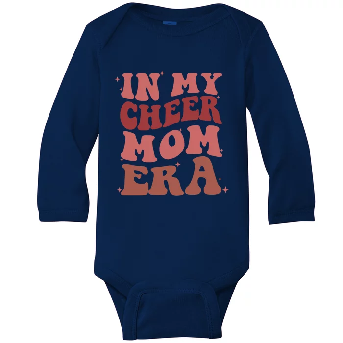 Groovy In My Cheer Mom Era Trendy Cheerleading Football Mom Gift Baby Long Sleeve Bodysuit