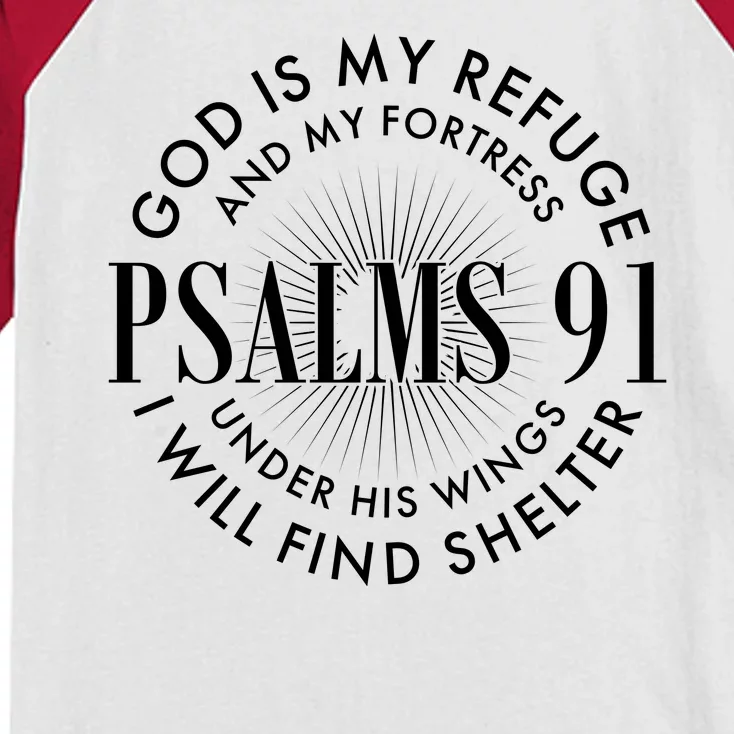 God Is My Refuge And My Fortress Psalms 91 Kids Colorblock Raglan Jersey