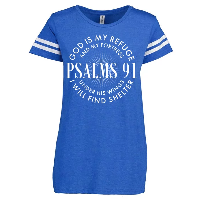 God Is My Refuge And My Fortress Psalms 91 Enza Ladies Jersey Football T-Shirt