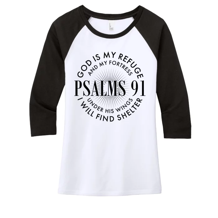 God Is My Refuge And My Fortress Psalms 91 Women's Tri-Blend 3/4-Sleeve Raglan Shirt