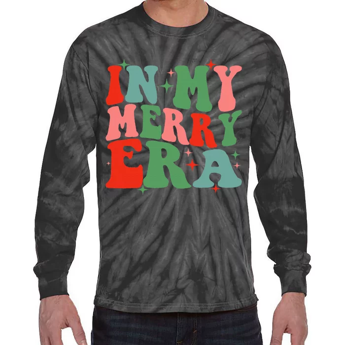 Groovy In My Merry Era Christmas Family Funny Xmas Tie-Dye Long Sleeve Shirt