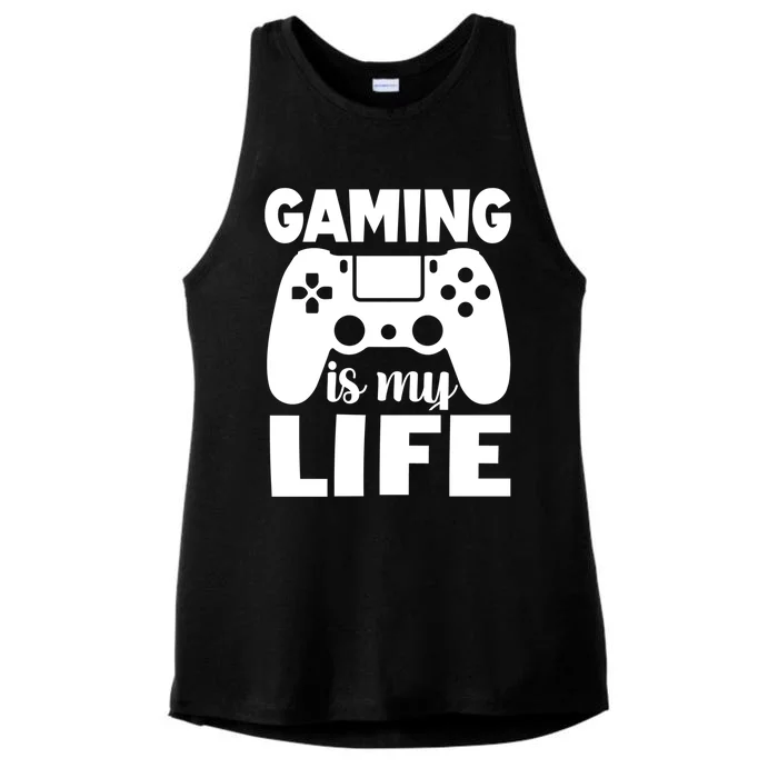 Gaming Is My Life Gamer PlayerS Motto Gift Ladies Tri-Blend Wicking Tank