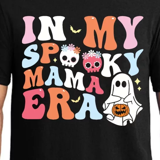 Groovy In My Spooky Mama Era Ghost Halloween Floral Mom Pajama Set