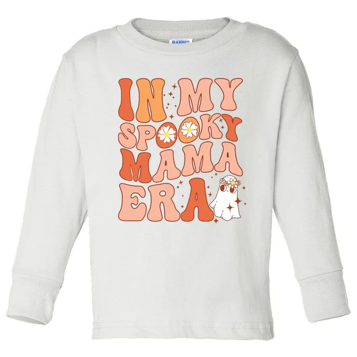 Groovy In My Spooky Mama Era Ghost Hippie Halloween Toddler Long Sleeve Shirt