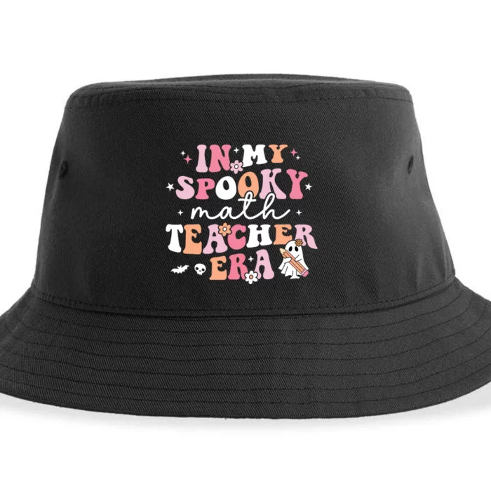 Groovy In My Spooky Math Teacher Era Ghost Funny Halloween Sustainable Bucket Hat