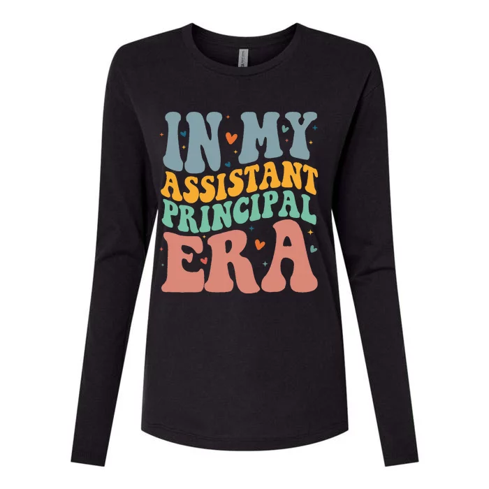 Groovy In My Assistant Principal Era Job Title School Worker Womens Cotton Relaxed Long Sleeve T-Shirt