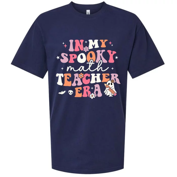 Groovy In My Spooky Math Teacher Era Ghost Funny Halloween Sueded Cloud Jersey T-Shirt